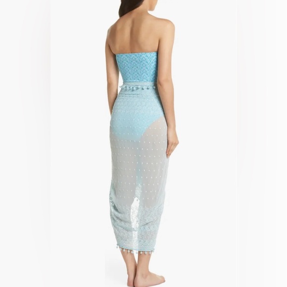 BRAND NEW Melissa Odabash Embroidered Pareo in Celeste Blue One Size Coverup - Picture 3 of 7